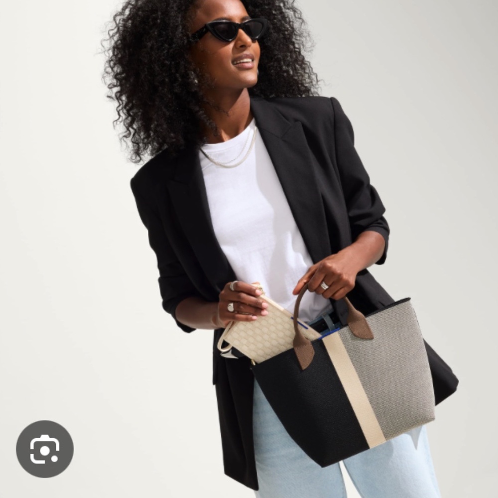 Rothy's Lightweight Petite Tote - Black Portobello Stripe